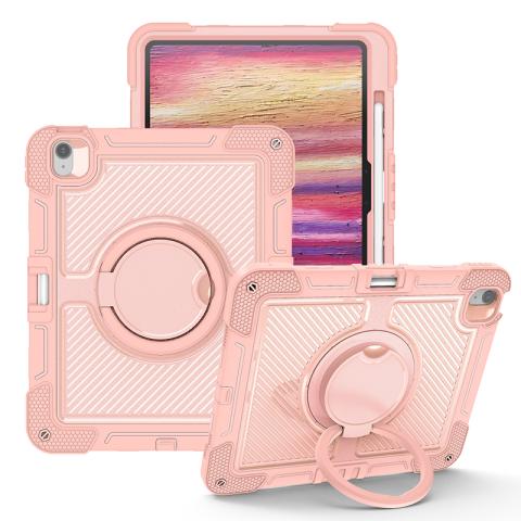 iPad Air 13" (2024) 360 Rotating Kickstand Shockproof Case - Pink / Pink (Ground Shipping Only)