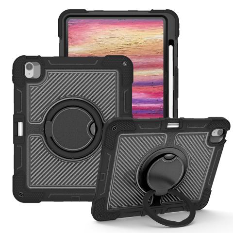 iPad Air 13" (2024) 360 Rotating Kickstand Shockproof Case - Black / Black (Ground Shipping Only)