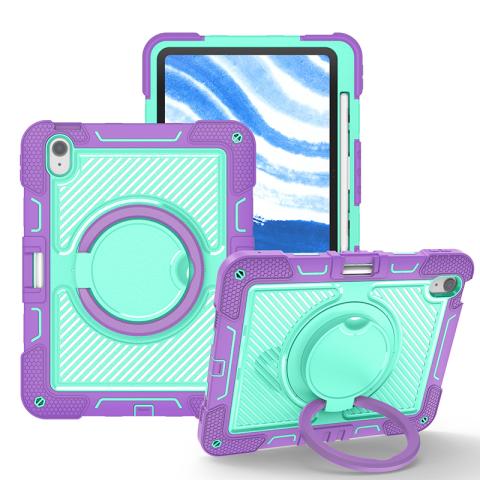 iPad Air 11" (2024) 360 Rotating Kickstand Shockproof Case - Teal / Purple (Ground Shipping Only)