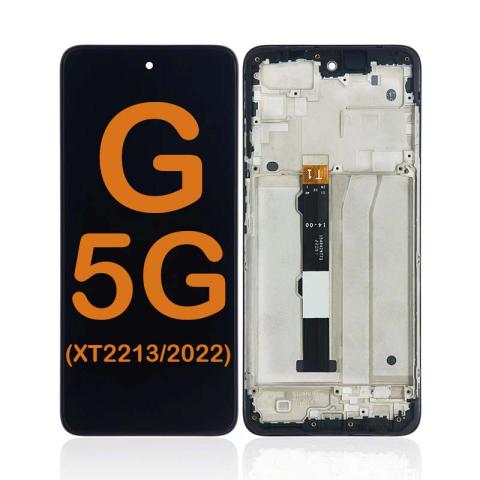 LCD Display Touch Screen Digitizer Replacement Oem Refurbished for Motorola Moto G 5G (XT2213 / 2022) (With Frame) - Black