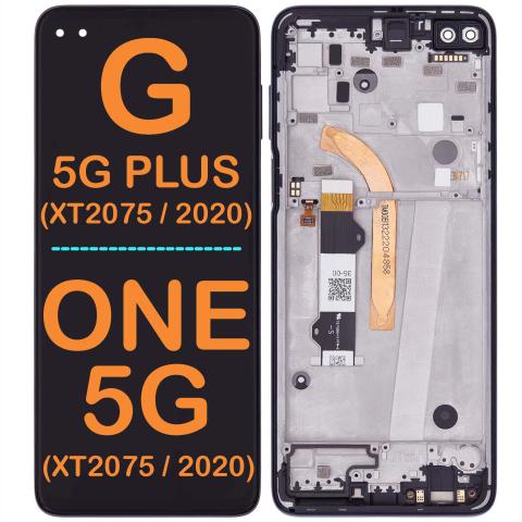 LCD Display Touch Screen Digitizer Replacement Oem Refurbished For Motorola Moto G 5G Plus (XT2075 / 2020) / One 5G (XT2075 / 2020) (Genuine OEM) (with Frame) - Surfing Blue