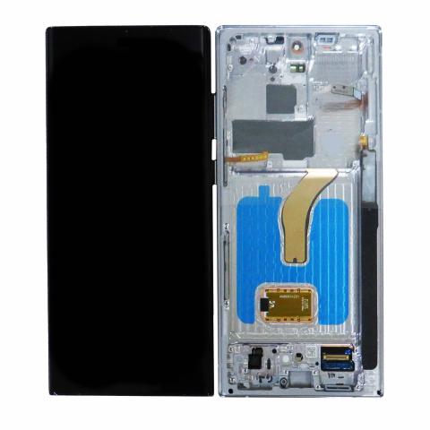 OLED Screen Digitizer Assembly with Frame for Samsung Galaxy S22 Ultra 5G (Refurbished)- Phantom White