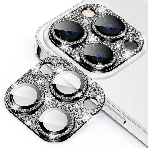 Rear Camera Lens Tempered Glass for iPhone 13 Pro /13 Pro Max - Bling / Black