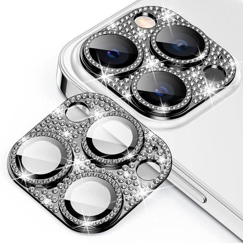 Rear Camera Lens Tempered Glass for iPhone 12 Pro /12 Pro Max - Bling / Black