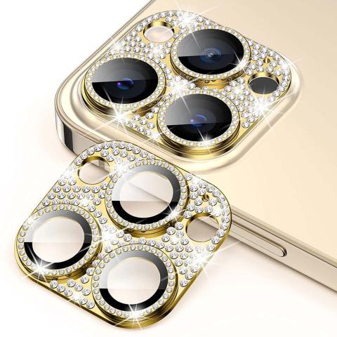 Rear Camera Lens Tempered Glass for iPhone 13 Pro /13 Pro Max - Bling / Gold