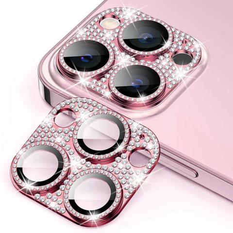 Rear Camera Lens Tempered Glass for iPhone 13 Pro /13 Pro Max - Bling / Pink