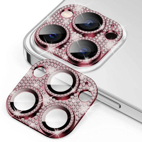 Rear Camera Lens Tempered Glass for iPhone 14 Pro /14 Pro Max - Bling / Red