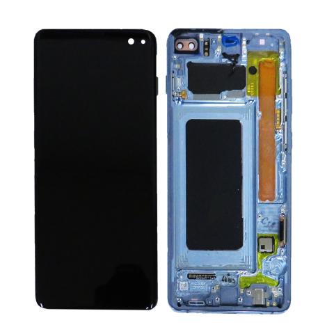 OLED Screen Digitizer Assembly with Frame for Samsung Galaxy S10 Plus G975 (Refurbished)- Prism Blue