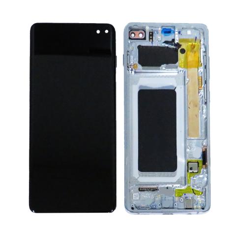 OLED Screen Digitizer Assembly with Frame for Samsung Galaxy S10 Plus G975 (Refurbished)- Prism White