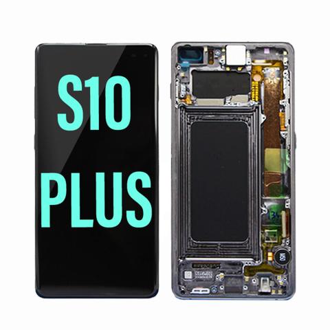 OLED Screen Digitizer Assembly with Frame for Samsung Galaxy S10 Plus G975 (Grade A)-Prism Black
