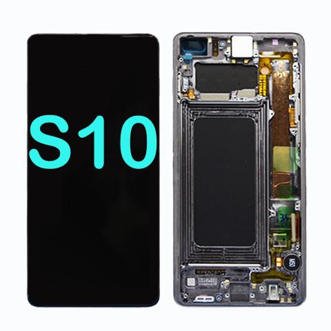 OLED Screen Digitizer Assembly with Frame for Samsung Galaxy S10 G973 (Refurbished)-Prism White