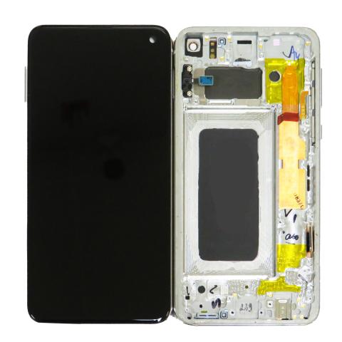 OLED Screen Digitizer Assembly with Frame for Samsung Galaxy S10e G970 (Refurbished)-Prism White