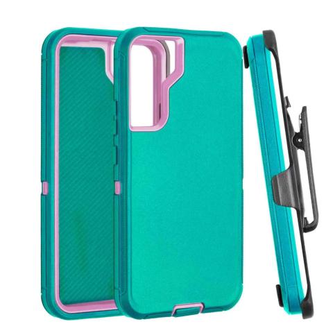 Samsung S23 Defender Case With Belt Clip - Teal / Pink (Ground Shipping Only)