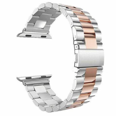 Stainless Steel Apple Watch Band 42 / 44 / 45 / 49mm - Silver / Rose Gold (Ground Shipping Only)