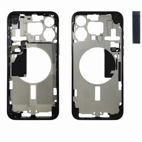 Mid- Frame Housing with Power & Volume Button for iPhone 15 Pro Max- Black Titanium