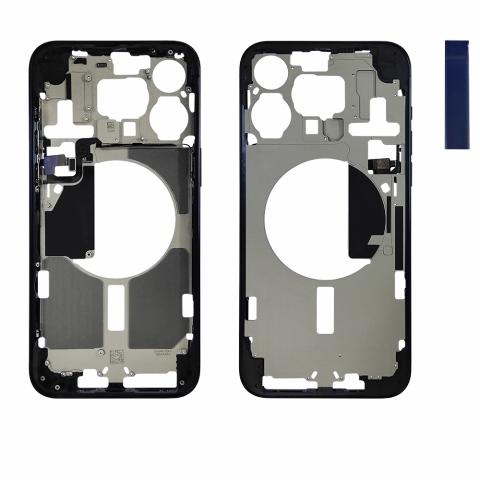 Mid- Frame Housing with Power & Volume Button for iPhone 15 Pro Max- Blue Titanium