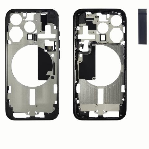 Mid- Frame Housing with Power & Volume Button for iPhone 15 Pro- Black Titanium