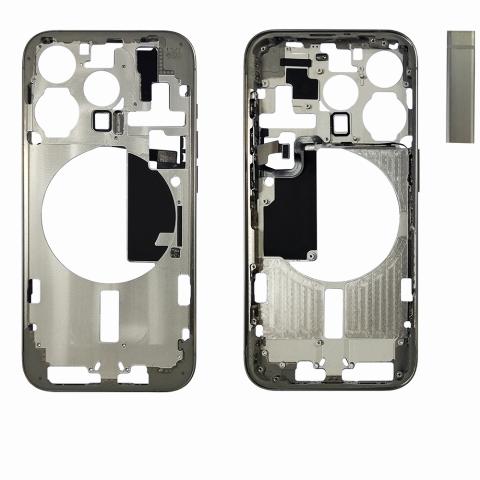 Mid- Frame Housing with Power & Volume Button for iPhone 15 Pro- Natural Titanium