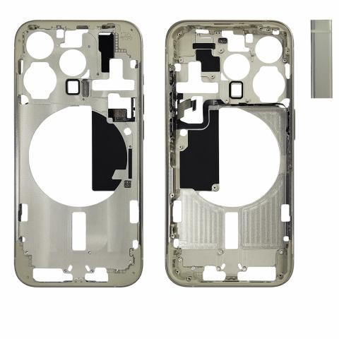 Mid- Frame Housing with Power & Volume Button for iPhone 15 Pro- White Titanium