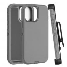 iPhone 15 Defender Case with Belt Clip - Gray / Gray (Ground Shipping Only)