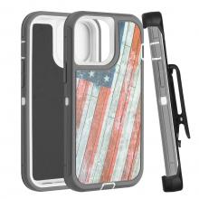 iPhone 15 Plus Defender Case with Belt Clip - Camo: America Flag (Ground Shipping Only)