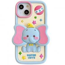 iPhone 15 Pro 3D Lovely Elephant Cartoon Stand Silicone Case