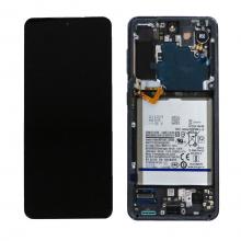 OLED Screen Digitizer Assembly with Frame for Samsung Galaxy S21 5G G991 (Service Pack-New with Battery)-Phantom Gray