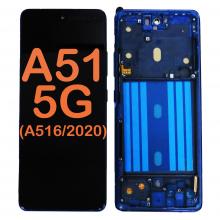 OLED LCD Display Touch Screen Digitizer Replacement With Frame for Galaxy A51 5G (A516V 2020)(VERIZON ONLY)- Prism Bricks Blue
