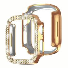 Tempered Glass w/ Frame for Watch 45mm - Bling / Rose Gold