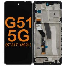 LCD Display Touch Screen Digitizer Replacement Oem Refurbished for Motorola Moto G51 5G (XT2171 / 2021) (With Frame) - Black