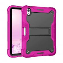 iPad 10th 10.9'' (2022) Kickstand Shockproof Case - Black/ Hot Pink (Ground Shipping Only)