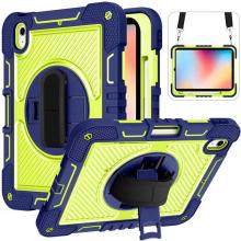 iPad 10th 10.9'' (2022) 360 Rotating Hand Strap / Kickstand Shockproof Case - Green/Blue (Ground Shipping Only)