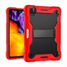 iPad Pro 11 4th (2022) / 3rd (2021) / 2nd (2020) / 1st (2018) / Air 5 / Air 4 Kickstand Shockproof Case - Black/Red (Ground Shipping Only)