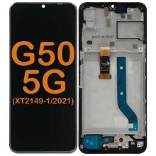 LCD Display Touch Screen Digitizer Replacement Oem Refurbished for Motorola Moto G50 5G (XT2149-1 / 2021) (With Frame) - Black