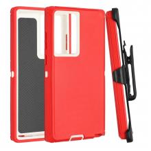 Samsung S24 Ultra Defender Case with Belt Clip - Red / White (Ground Shipping Only)