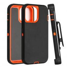 iPhone 13 Pro Defender Case with Belt Clip - Black / Orange (Ground Shipping Only)