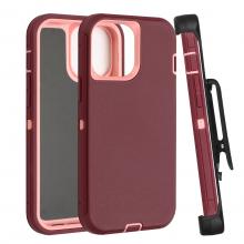 iPhone 13 Pro Defender Case with Belt Clip - Burgundy / Pink (Ground Shipping Only)