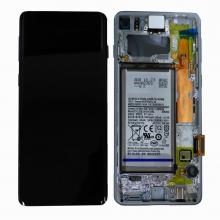 OLED Screen Digitizer Assembly with Frame for Samsung Galaxy S10 G973 (Service Pack-New with Battery)-Prism Black