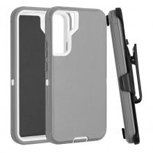 Samsung S22 Defender Case with Belt Clip - Gray / Gray