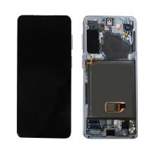 OLED Screen Digitizer Assembly with Frame for Samsung Galaxy S21 5G G991 (Refurbished)-Phantom White