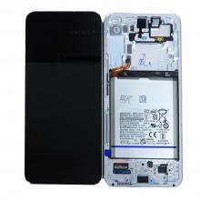 OLED Screen Digitizer Assembly with Frame for Samsung Galaxy S22 Plus 5G (Service Pack-New with Battery)-Phantom White