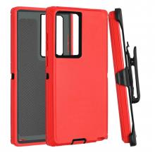 Samsung S23 Ultra Defender Case with Belt Clip - Red / White (Ground Shipping Only)
