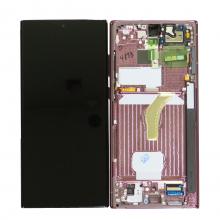OLED Screen Digitizer Assembly with Frame for Samsung Galaxy S22 Ultra 5G (Service Pack)(US Version)-Burgundy