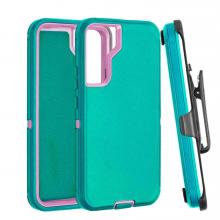 Samsung S23 Plus Defender Case With Belt Clip - Teal / Pink (Ground Shipping Only)